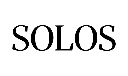Rotational ambigram reading 'SOLOS' in a slab-serif leaning style with sturdy terminals